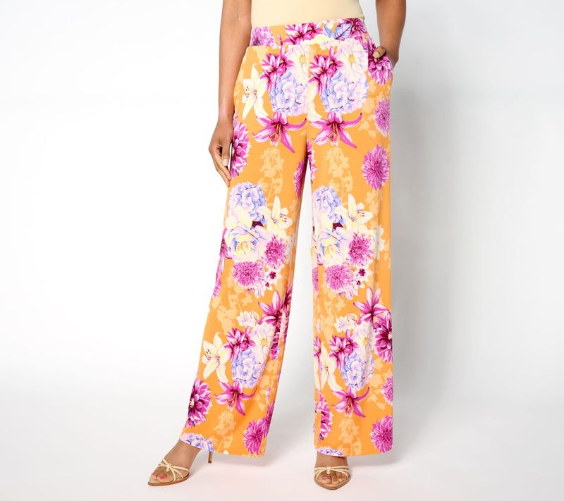 BEAUTIFUL by Lawrence Zarian Petite Printed Knit Wide Leg Pull-On Pant — View 5