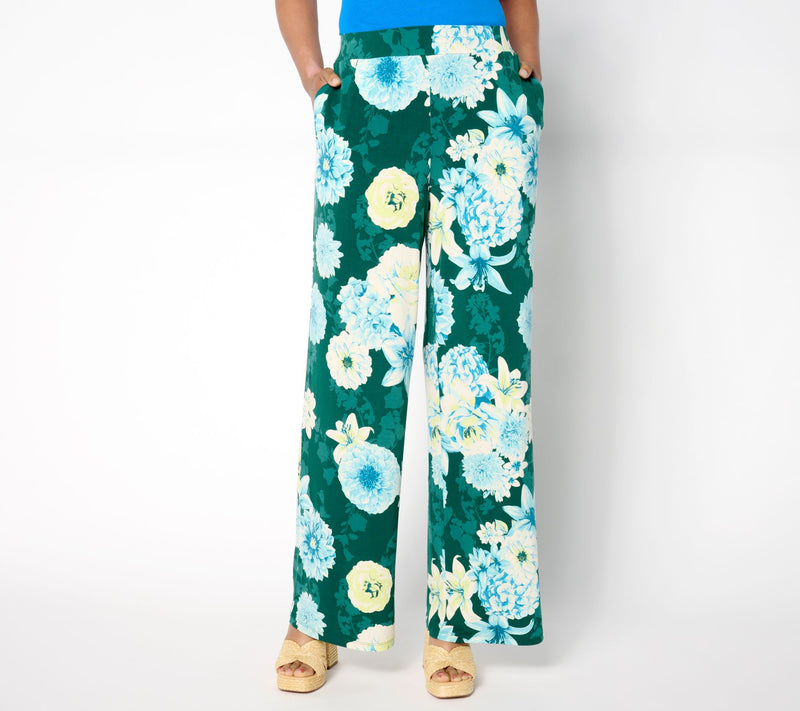 BEAUTIFUL by Lawrence Zarian Petite Printed Knit Wide Leg Pull-On Pant — View 3
