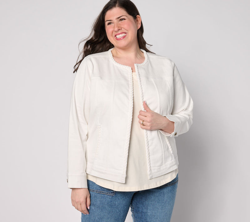 Destination 365 Denim Jacket with Braided Trim -Color — View 7