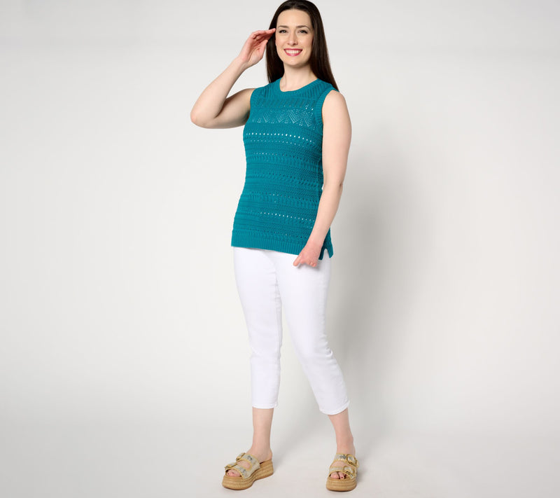 Denim & Co. Canyon Retreat Pointelle Stitch Sweater Tank — View 9