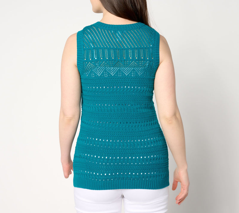Denim & Co. Canyon Retreat Pointelle Stitch Sweater Tank — View 8