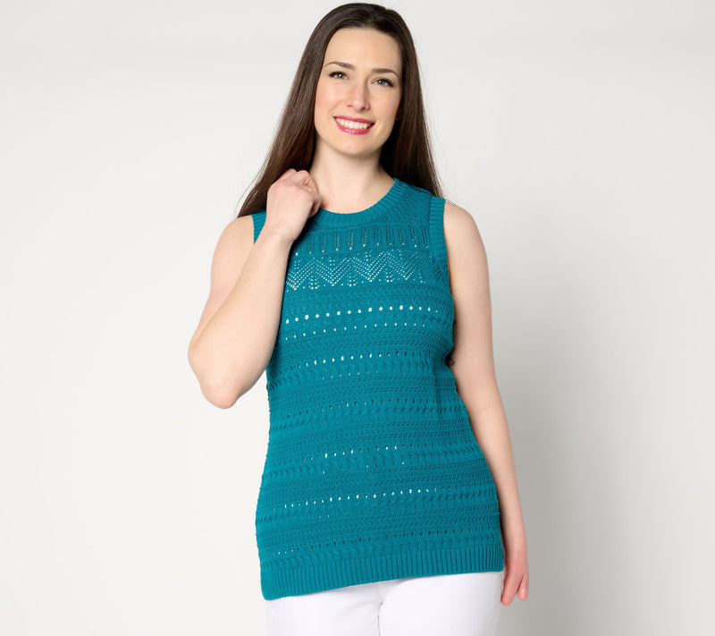 Denim & Co. Canyon Retreat Pointelle Stitch Sweater Tank — View 5