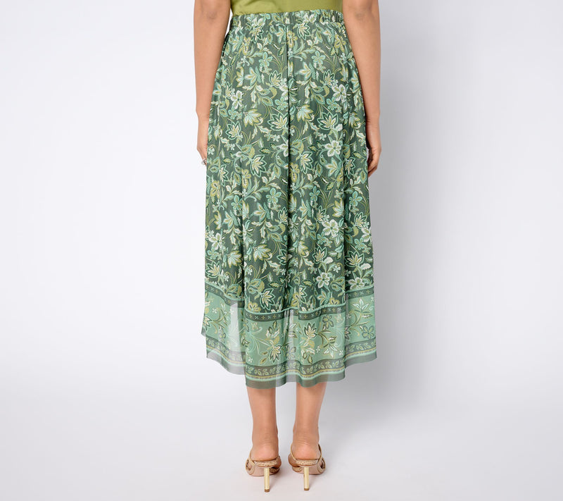 Denim & Co. Printed High Low Ruffle Skirt Ruffle Skirt — View 4