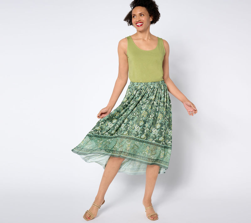 Denim & Co. Printed High Low Ruffle Skirt Ruffle Skirt — View 5