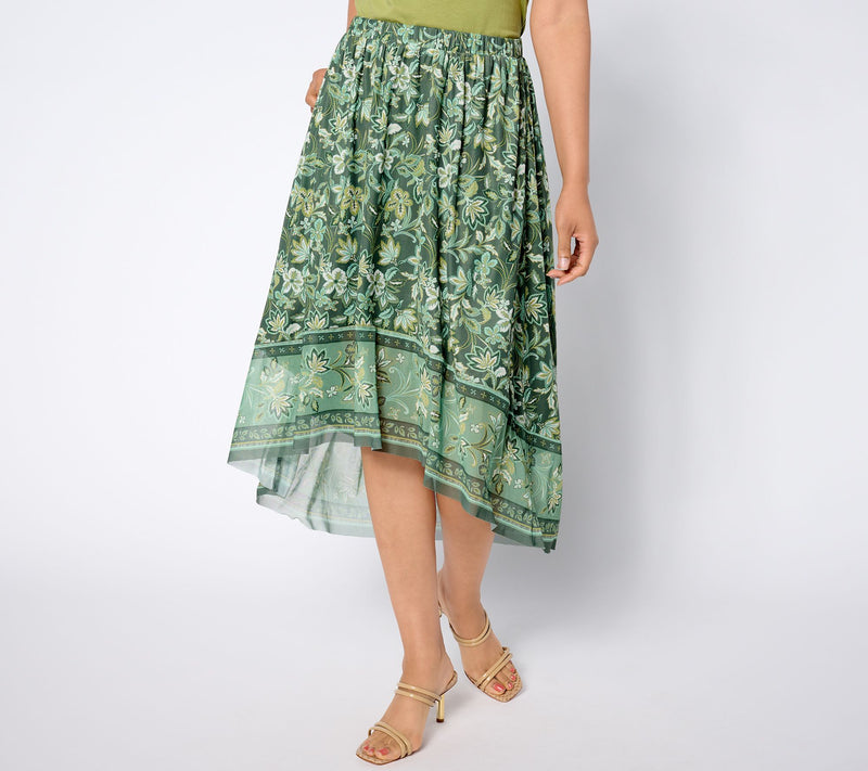 Denim & Co. Printed High Low Ruffle Skirt Ruffle Skirt — View 2