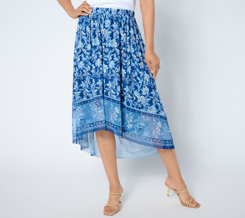 Denim & Co. Printed High Low Ruffle Skirt Ruffle Skirt — View 9