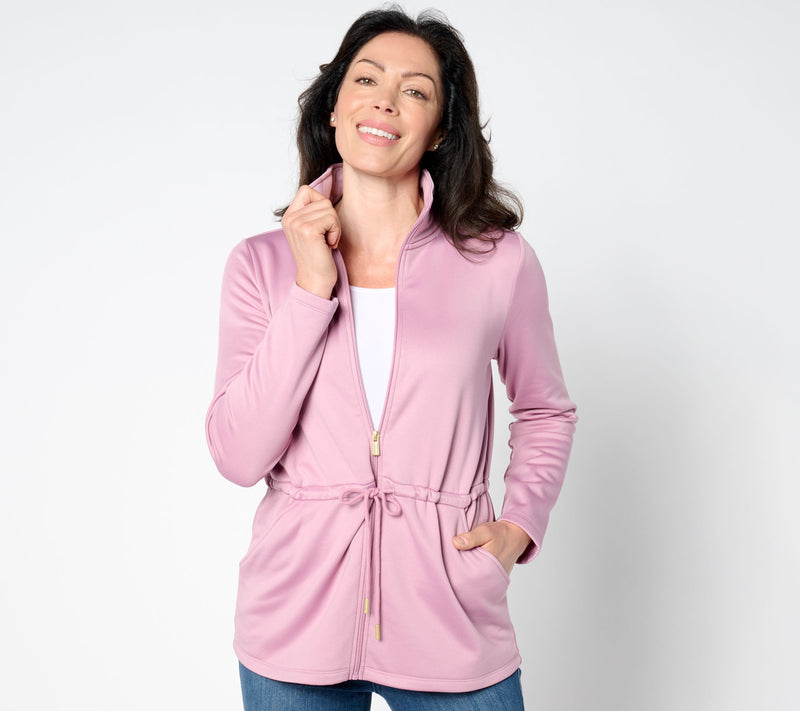 Susan Graver Chic Fleece Cinched Waist Jacket — View 3