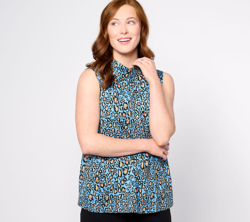 LOGO by Lori Goldstein Sleeveless Knit Mock Neck Top — View 3