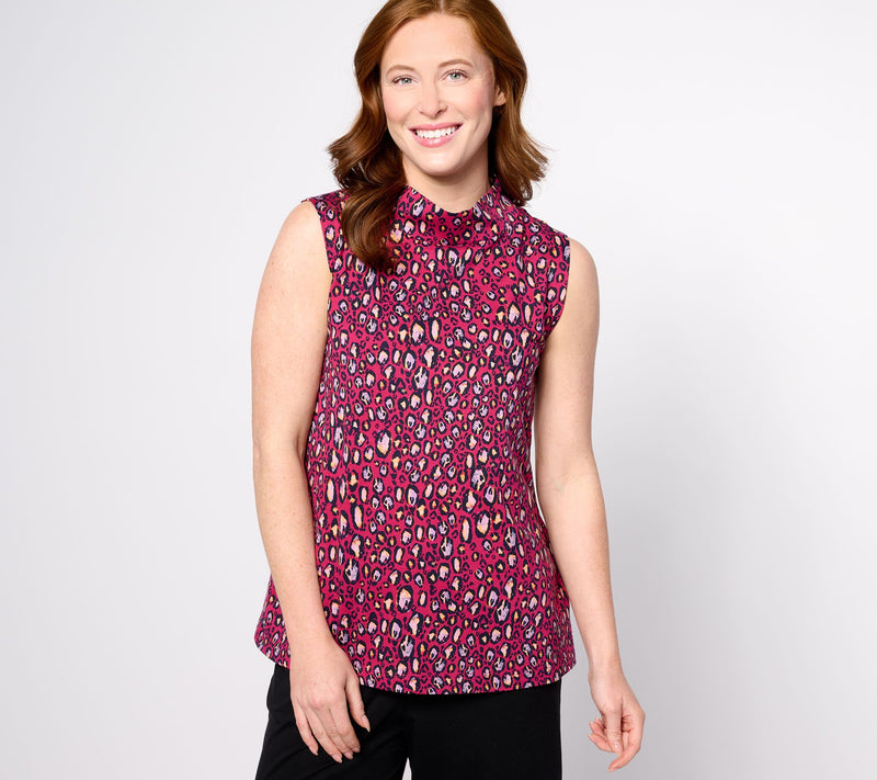 LOGO by Lori Goldstein Sleeveless Knit Mock Neck Top — View 7