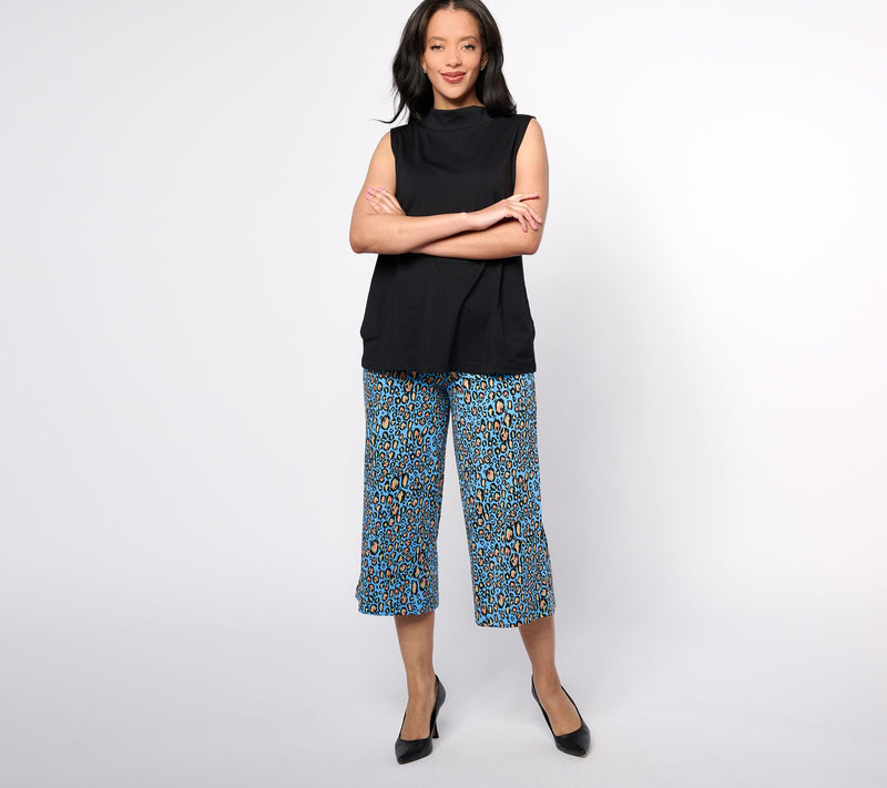 LOGO by Lori Goldstein Regular Printed Cotton Modal Culotte — View 9