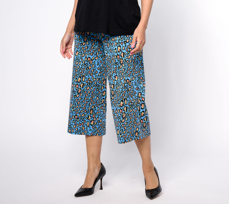 LOGO by Lori Goldstein Regular Printed Cotton Modal Culotte — View 5