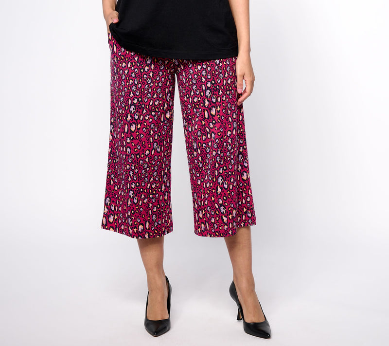 LOGO by Lori Goldstein Regular Printed Cotton Modal Culotte — View 3
