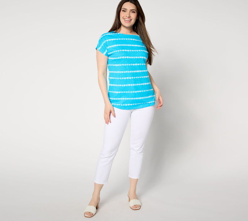 Denim & Co. Americana Texture Knit Boat Neck Striped Top — View 13