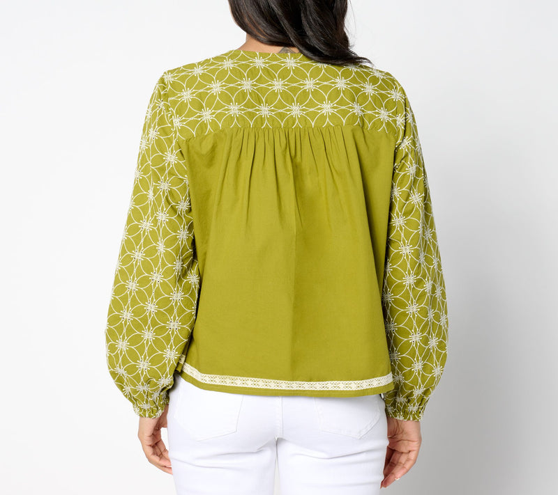 LOGO Lavish by Lori Goldstein Shiffli Mix Swing Jacket — View 2