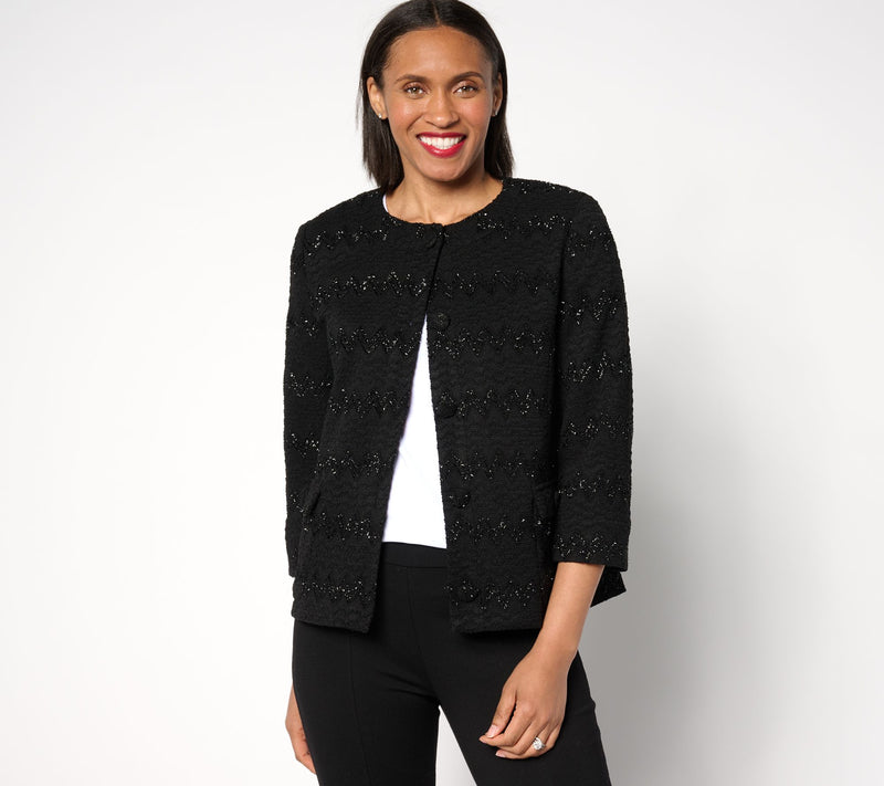 Dennis Basso Rachelle Knit Jacket with Sparkle Accent — View 5