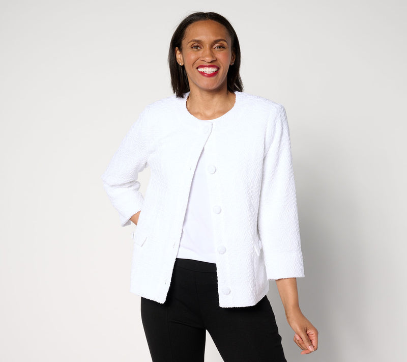 Dennis Basso Rachelle Knit Jacket with Sparkle Accent — View 3