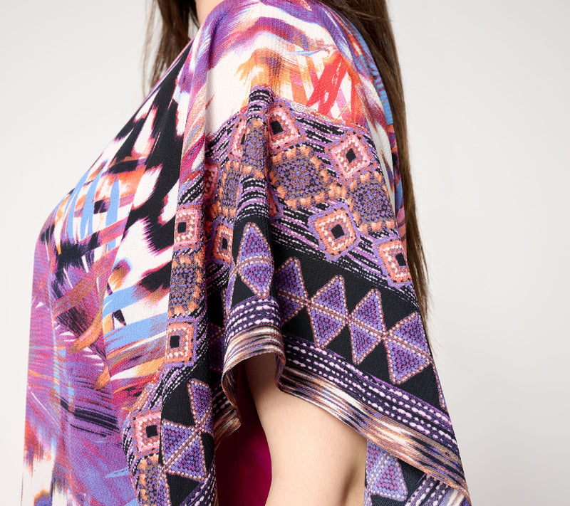 Women with Control Petite Border Print Duster — View 3