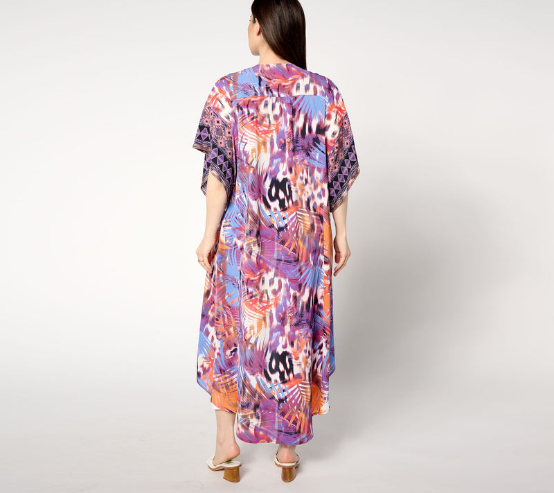 Women with Control Petite Border Print Duster — View 2