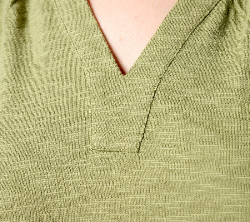 Denim & Co. Linen Blend Flutter Short Sleeve Knit Top — View 8