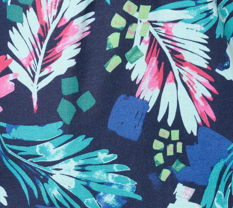 Denim & Co. Tropical Palm Printed Dolman Short Sleeve Collared Top — View 4