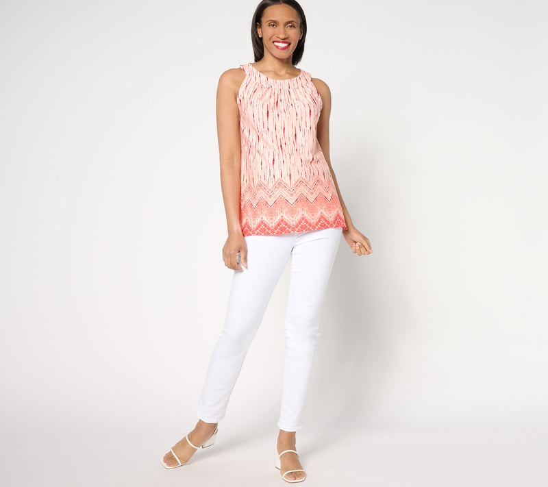 Denim & Co. Printed Favorite Jersey Banded Neck Tank — View 4