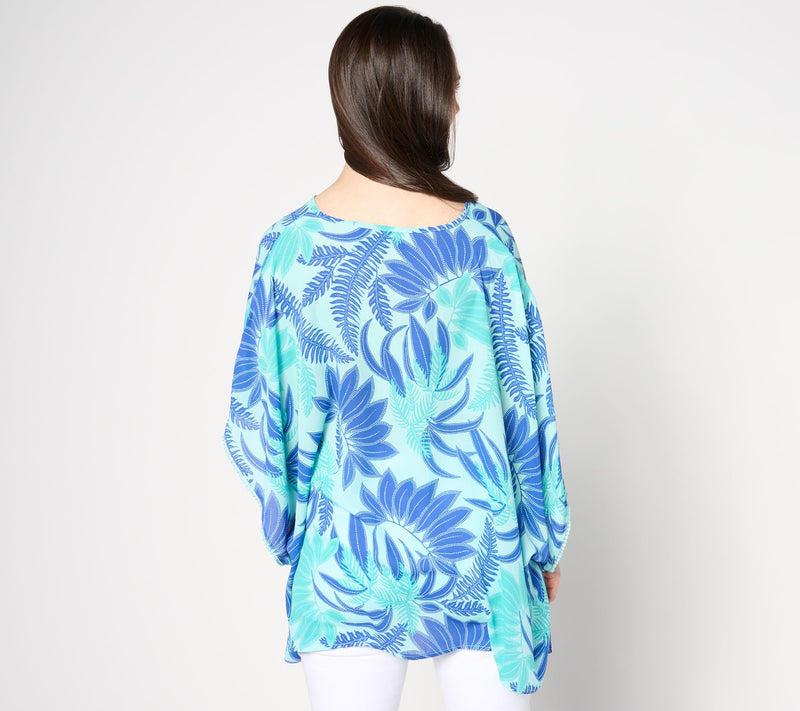 Denim & Co. Beach Georgette Split Neck Poncho — View 2
