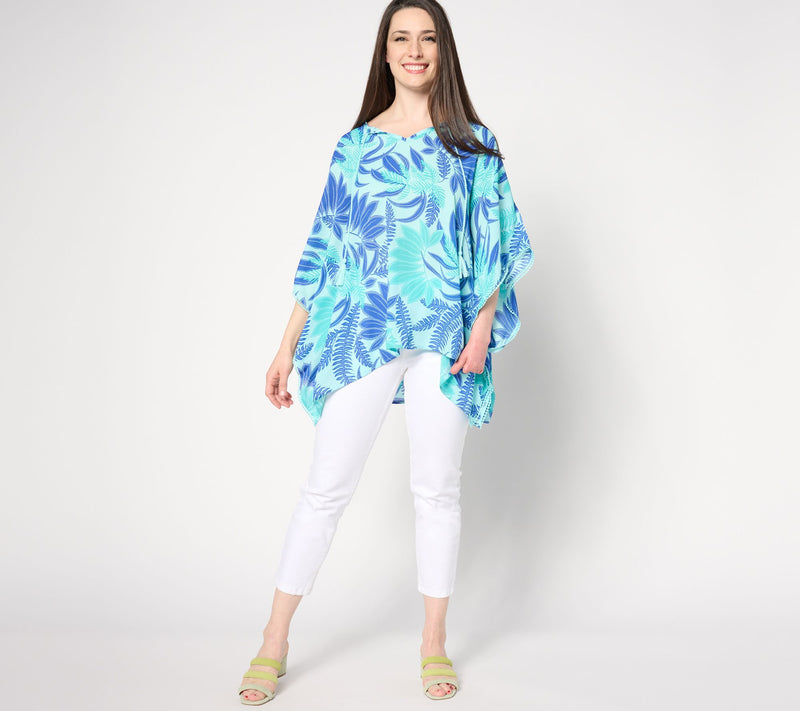 Denim & Co. Beach Georgette Split Neck Poncho — View 3