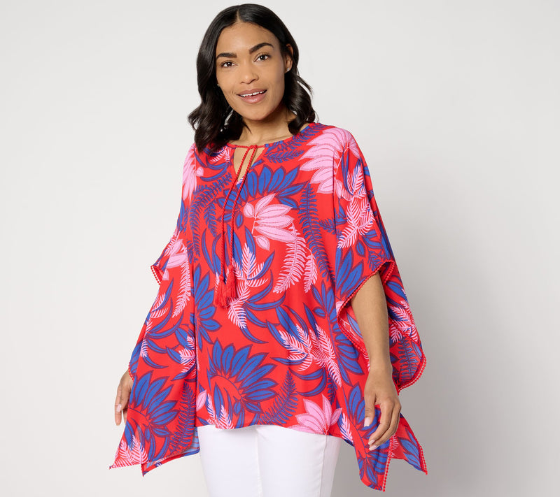 Denim & Co. Beach Georgette Split Neck Poncho — View 9