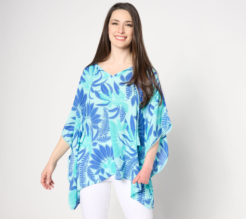 Denim & Co. Beach Georgette Split Neck Poncho — View 10