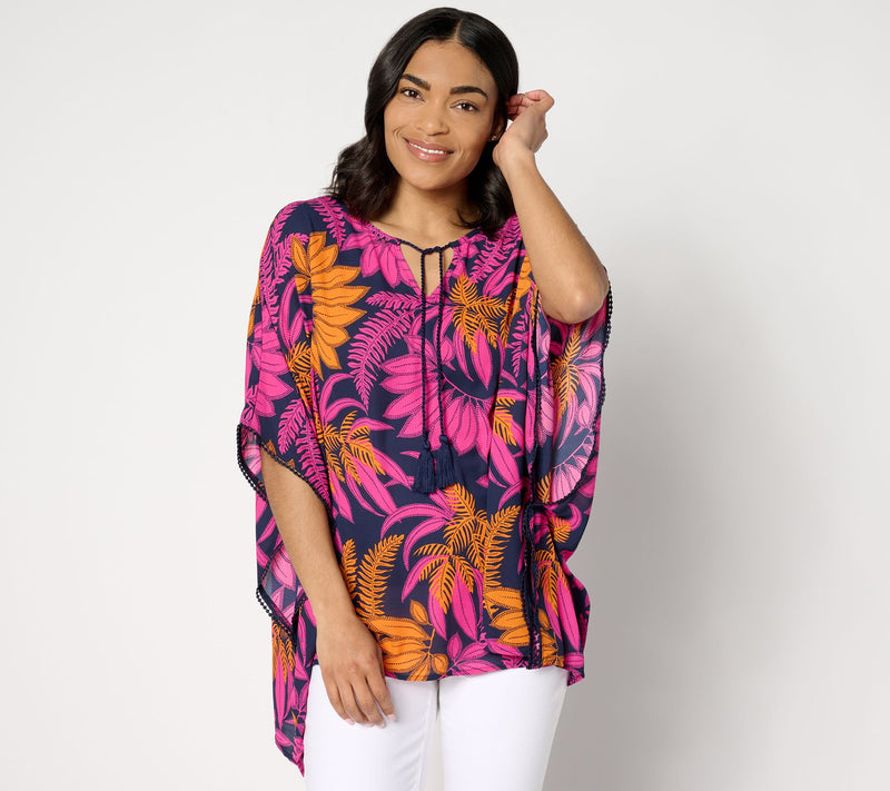Denim & Co. Beach Georgette Split Neck Poncho — View 11