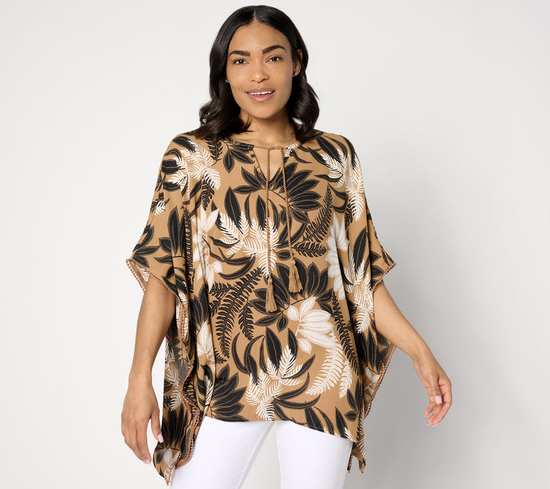 Denim & Co. Beach Georgette Split Neck Poncho — View 12