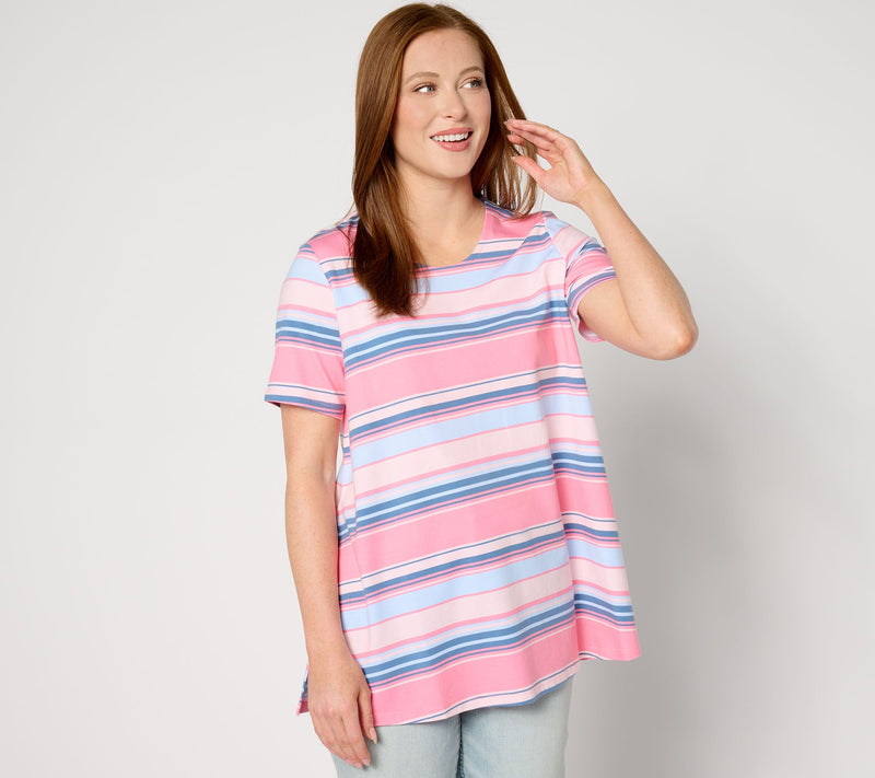 Denim & Co. Americana Petite Striped Swing Tunic — View 5