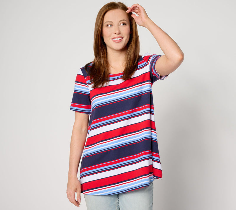 Denim & Co. Americana Petite Striped Swing Tunic — View 3