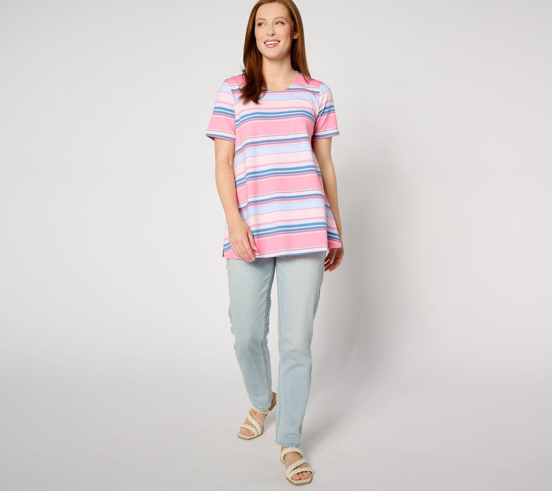 Denim & Co. Americana Petite Striped Swing Tunic — View 13