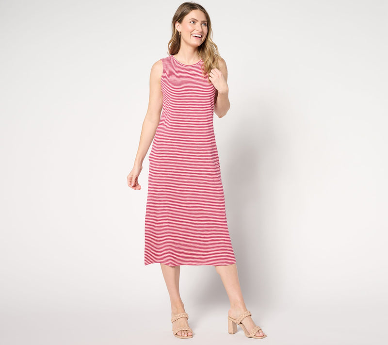 Denim & Co. Petite Texture Knit Midi Tank Dress w/ Keyhole Back — View 7