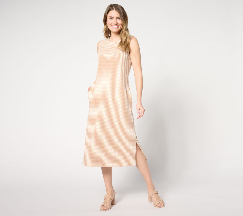 Denim & Co. Petite Texture Knit Midi Tank Dress w/ Keyhole Back — View 9