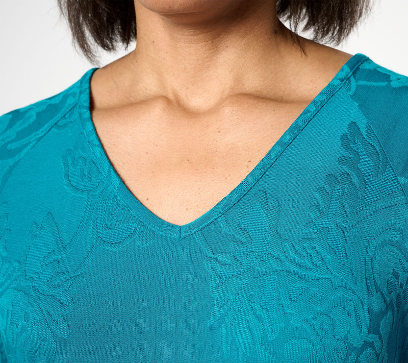 Denim & Co. Knit Raglan Flutter-Sleeve V-Neck Top — View 14