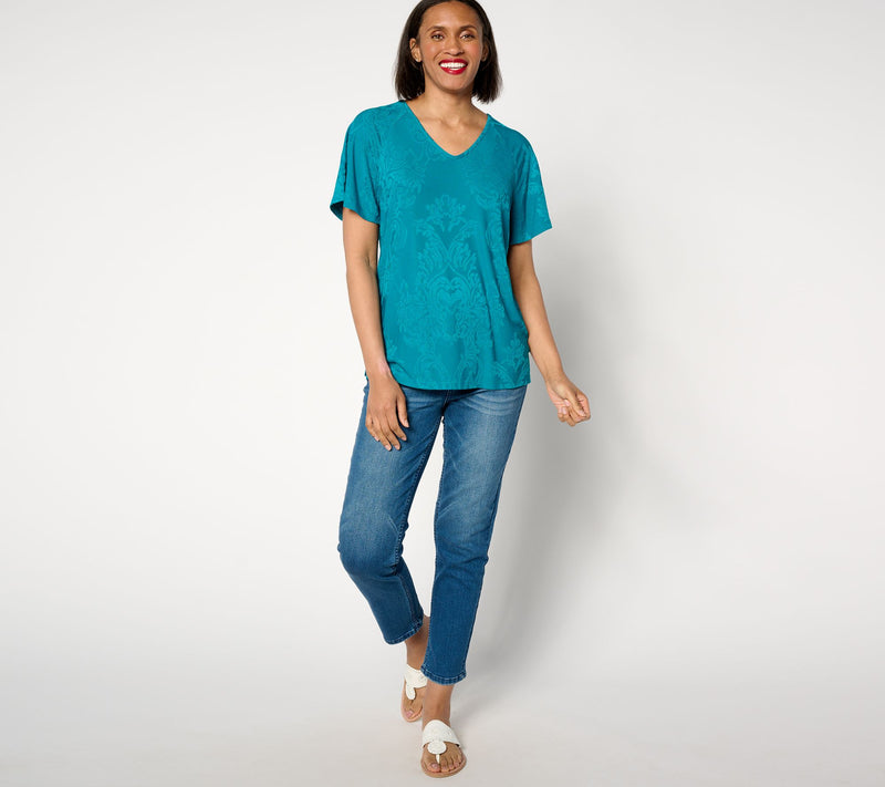 Denim & Co. Knit Raglan Flutter-Sleeve V-Neck Top — View 13