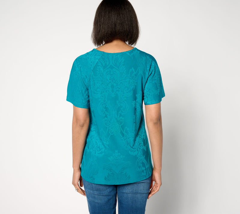 Denim & Co. Knit Raglan Flutter-Sleeve V-Neck Top — View 12