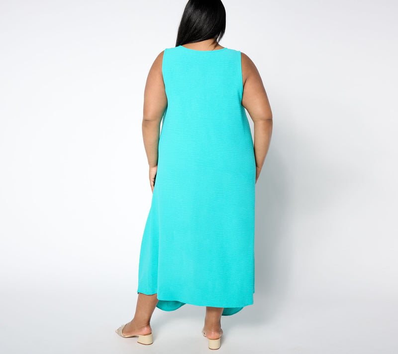 Women with Control Petite Textured Woven Tank Dress — View 2