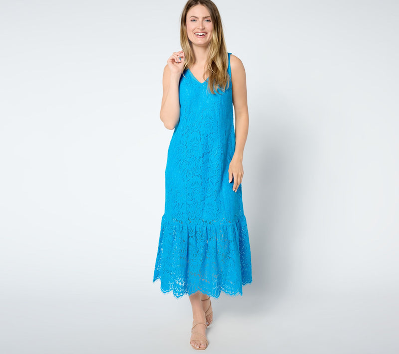 Women with Control Regular Illusion Waist Lace Maxi Dress — Main view