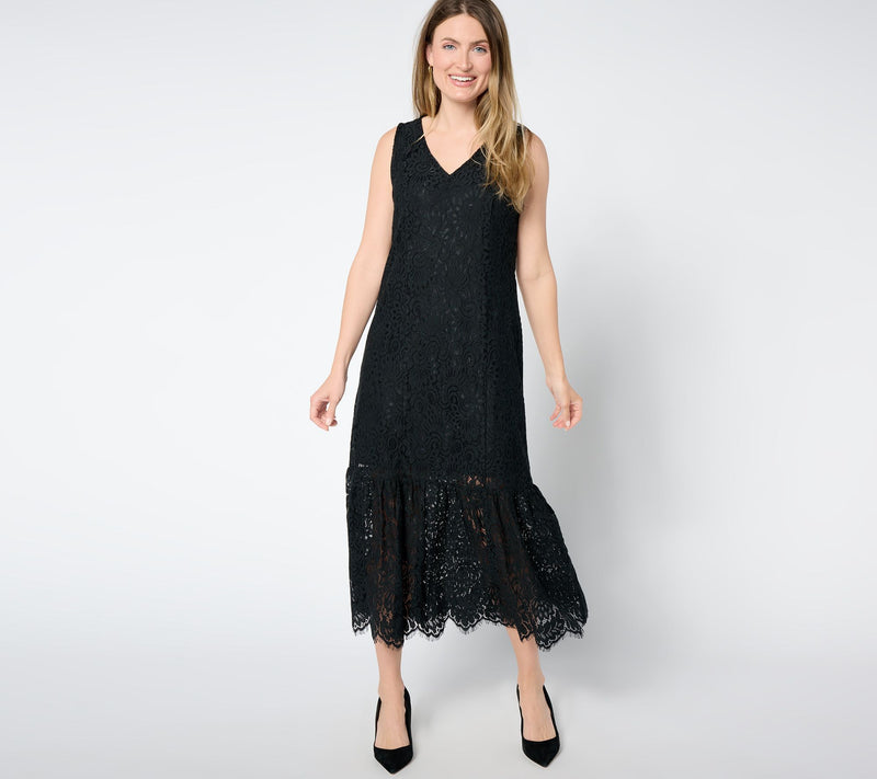 Women with Control Regular Illusion Waist Lace Maxi Dress — View 7