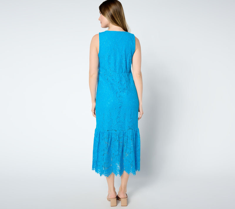 Women with Control Petite Illusion Waist Lace Maxi Dress — View 2