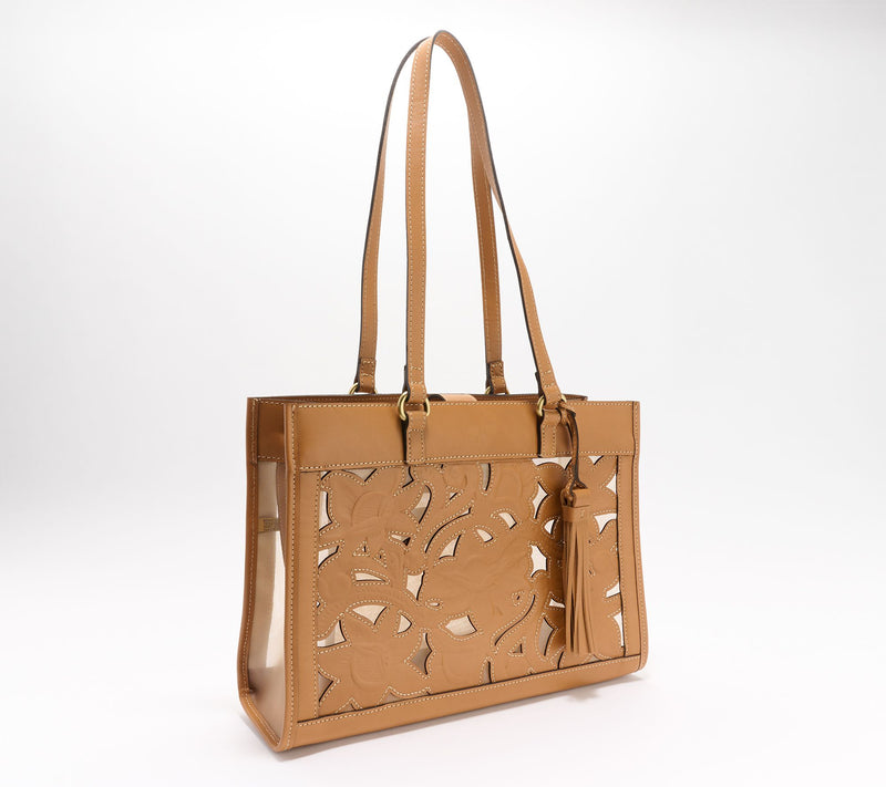 Patricia Nash Gianella Leather & Mesh Cavo Cut Out Tote — View 13