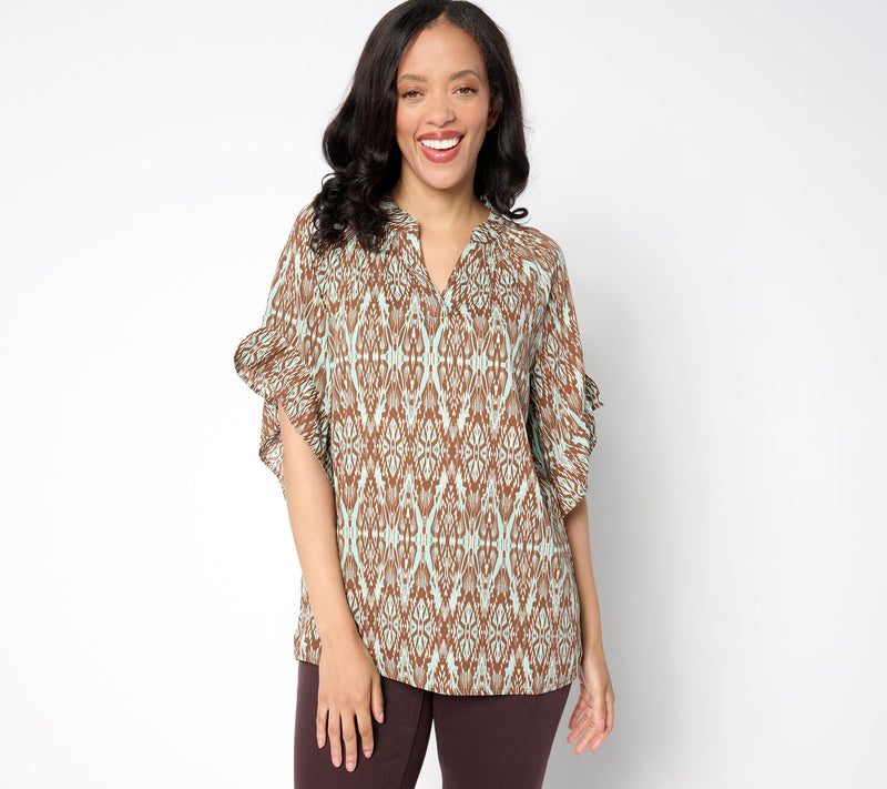 Belle by Kim Gravel Filigree Fantasy Ruffle Sleeve Blouse — View 9