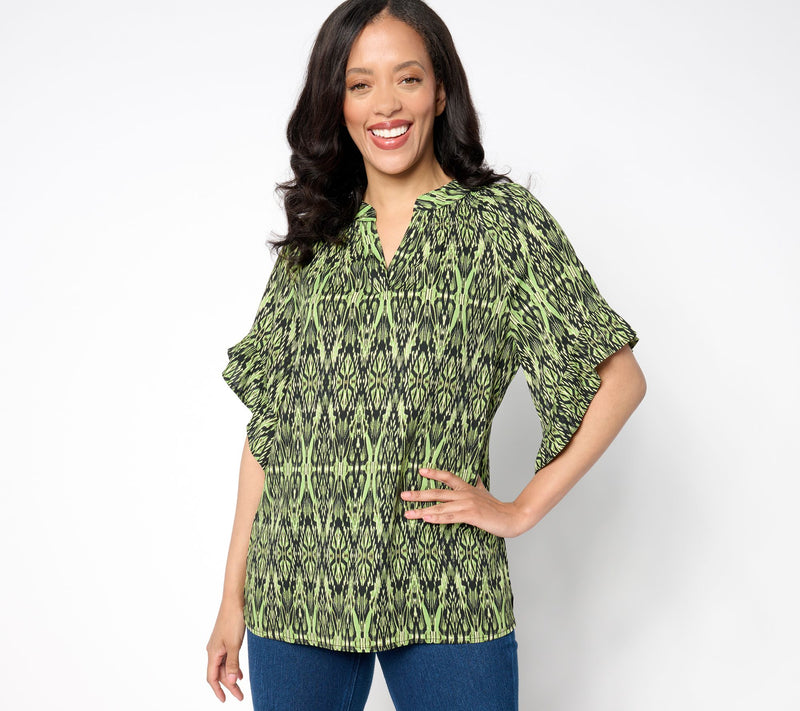 Belle by Kim Gravel Filigree Fantasy Ruffle Sleeve Blouse — View 11