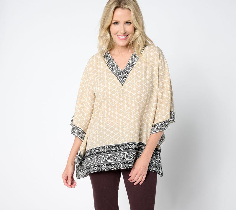 Belle by Kim Gravel Tribal Fusion Mixed Print Poncho — View 10
