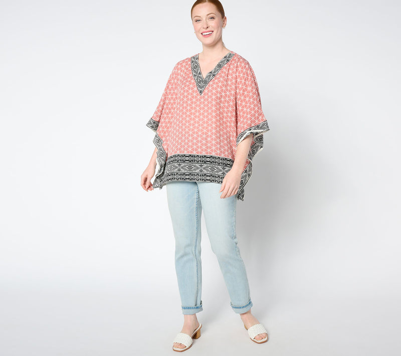 Belle by Kim Gravel Tribal Fusion Mixed Print Poncho — View 3