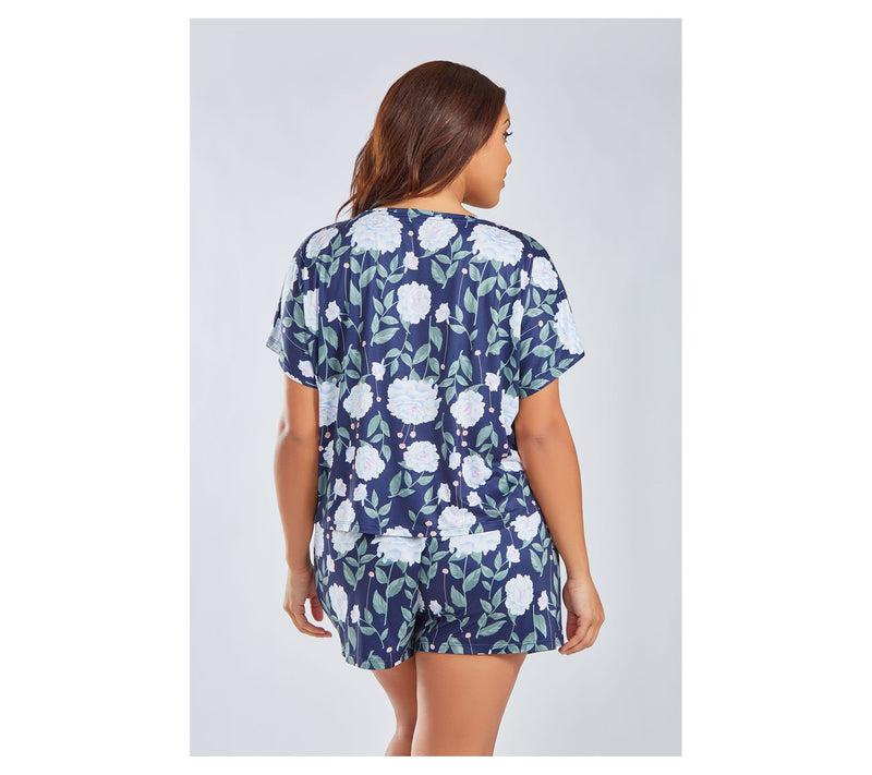 iCollection Printed Floral Knit Top & Short Lou nge Set — View 6