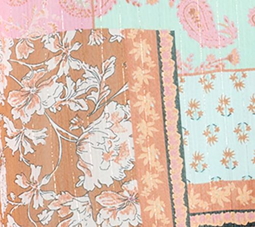 Belle Boho by Kim Gravel Patchwork Peasant Blouse with Tassels — View 8